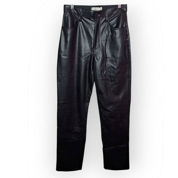 Abercrombie and Fitch Women's Curve Love Vegan Leather 90s Relaxed Pant size 6 L - Picture 1 of 6